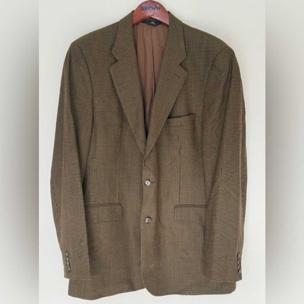 Brooks Brothers Men’s Brown Plaid Wool/Cashmere Blazer Size 44 Long Suit Coat